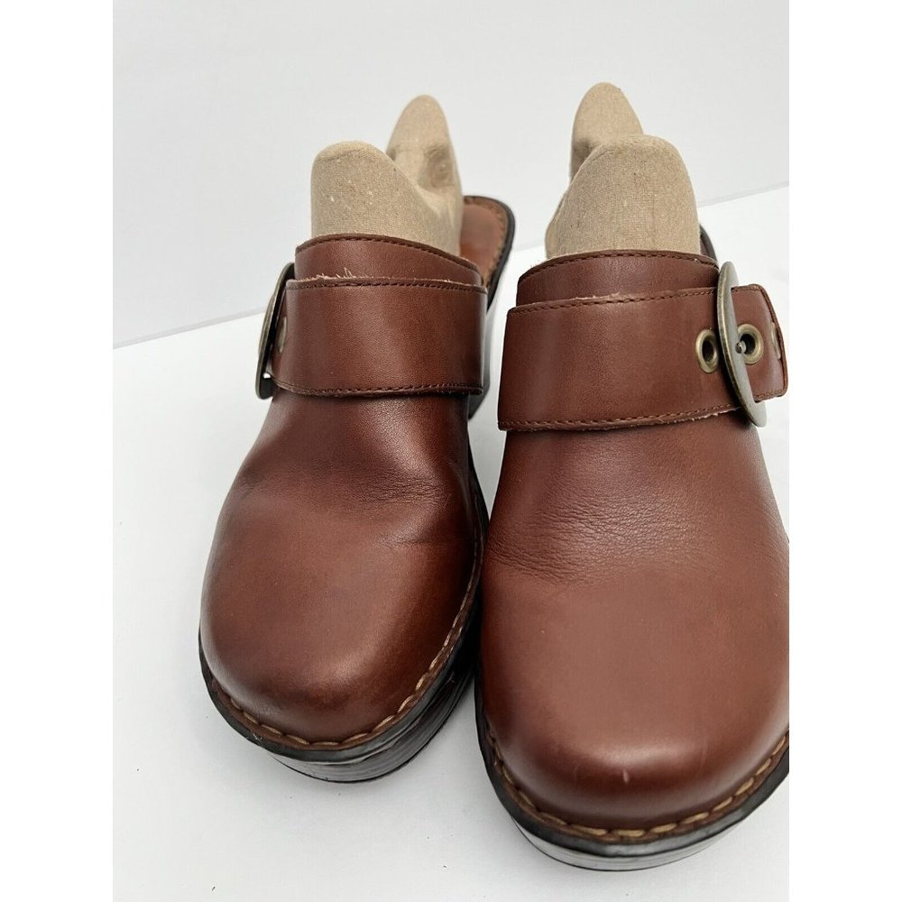 Born Womens Hand Crafted Foot Wear Buckle Slide On Clog Mule Shoe Brown Sz US 8 - Picture 2 of 13